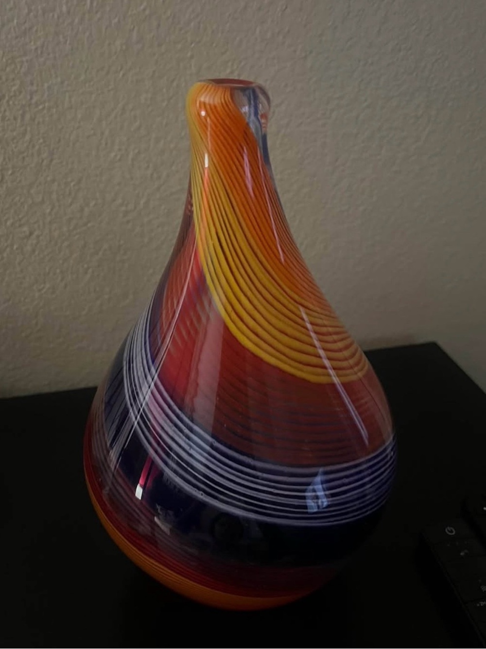 Vintage Handblown Multicolor Swirl Glass Vase - Picture 2 of 2